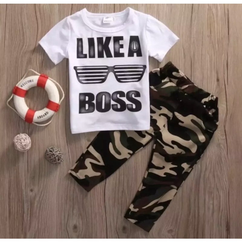 baju anak laki laki baju setelan anak like a boss 1-5 tahun