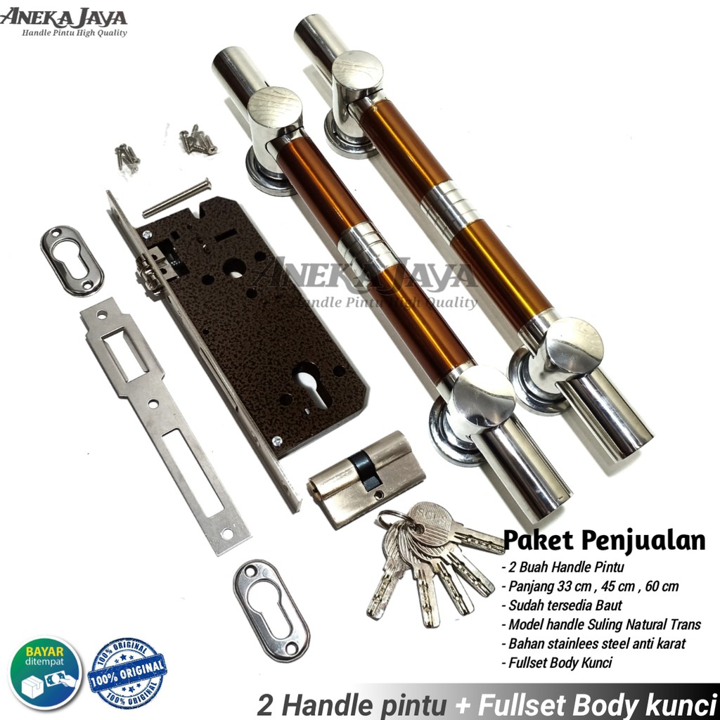 Satu set handle pintu rumah 33 cm 45cm 60 cm murah minimalis tarikan pintu stainless gagang pintu