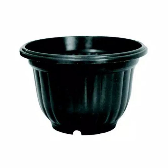 POT BUNGA PLASTIK MODEL BELIMBING  WARNA HITAM  UKURAN 30cm ( BESAR )
