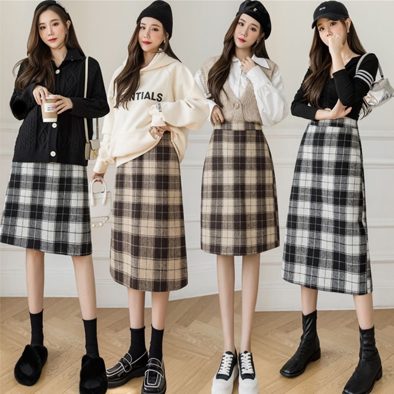 KARAKOREA 312/313 Midi and Maxi Tartan skirt/Korean Women Skirt/Rok Midi dan Rok Panjang