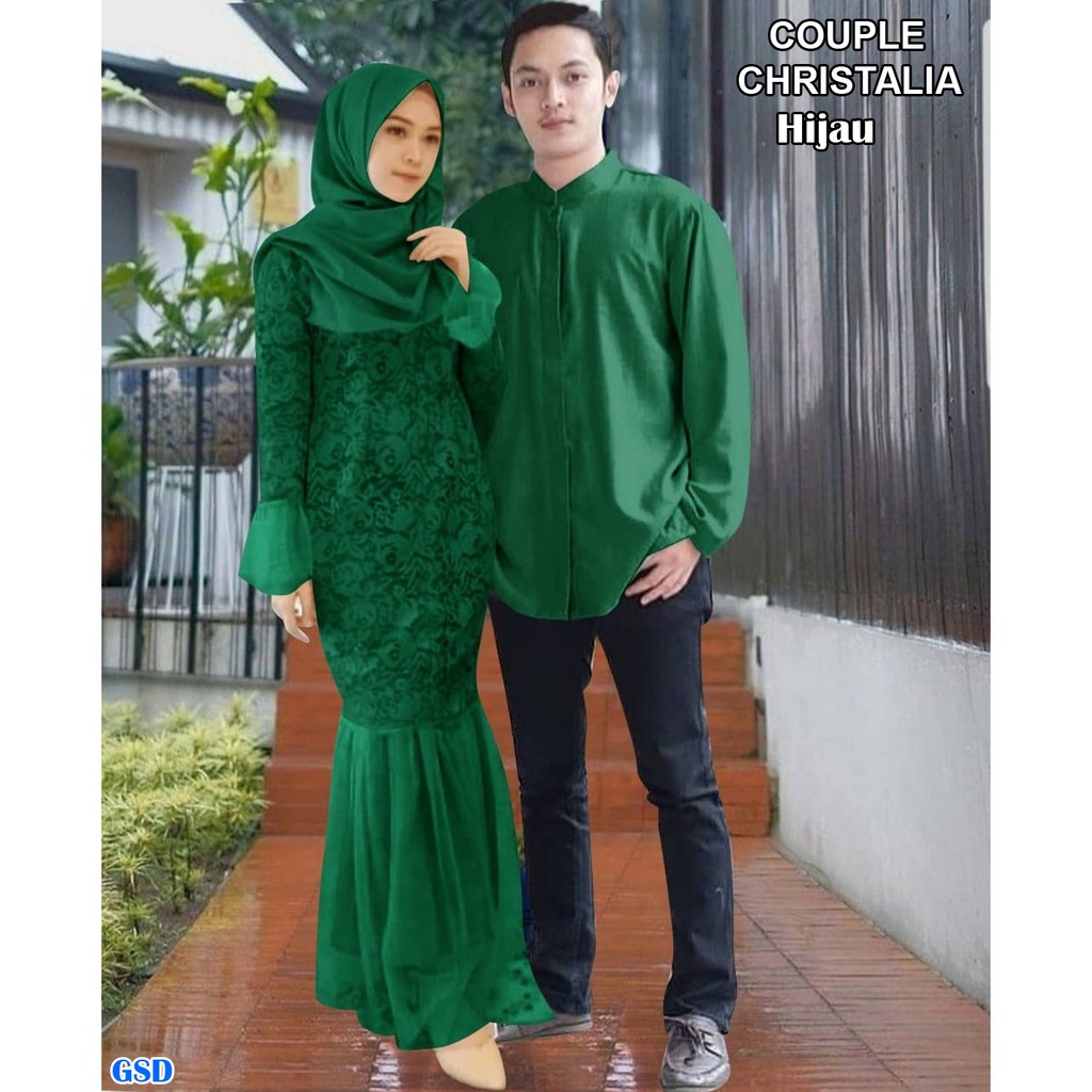 CP Christalia/ Brukat Couple Baju Kondangan/Baju Couple Muslim Suami Istri Terbaru