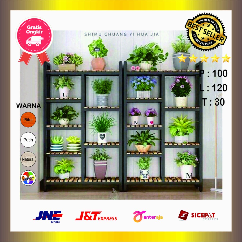 Rak Pot Tanaman Bunga Bahan Kayu Ukuran Besar Bisa Satu atau Sepasang