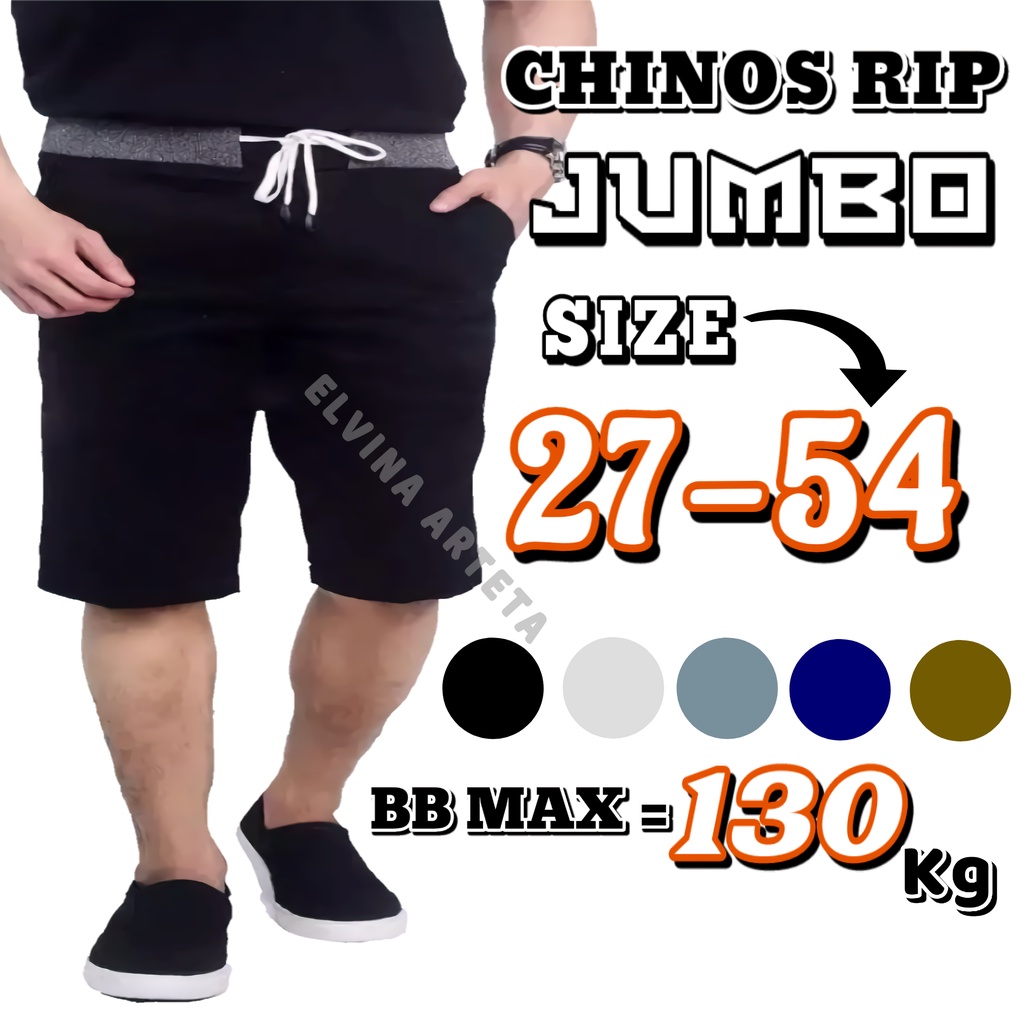 Celana Chino Pendek Pria Jumbo Big Size 27 - 54 Chino Pinggang Karet Original Distro Premium