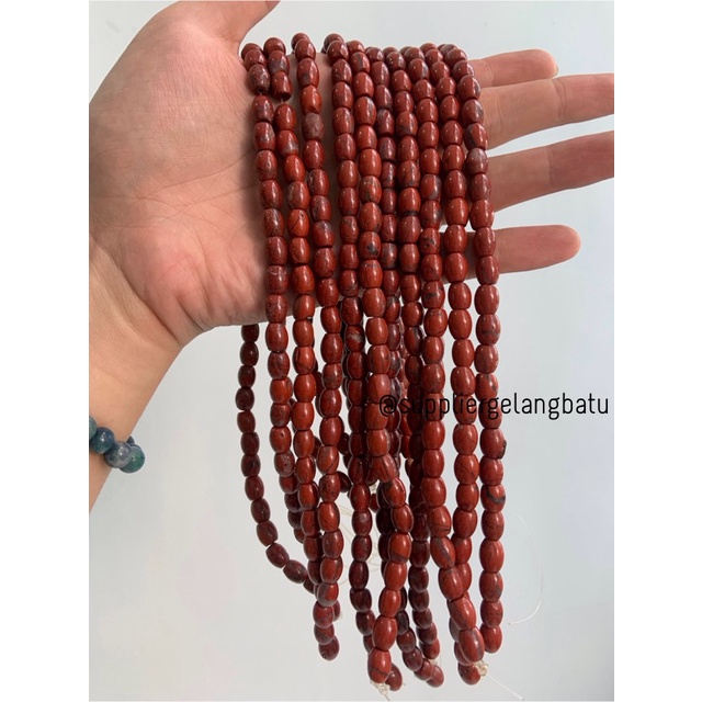 bahan renceng batu agate tabung coklat 6mm dark brown natural serat