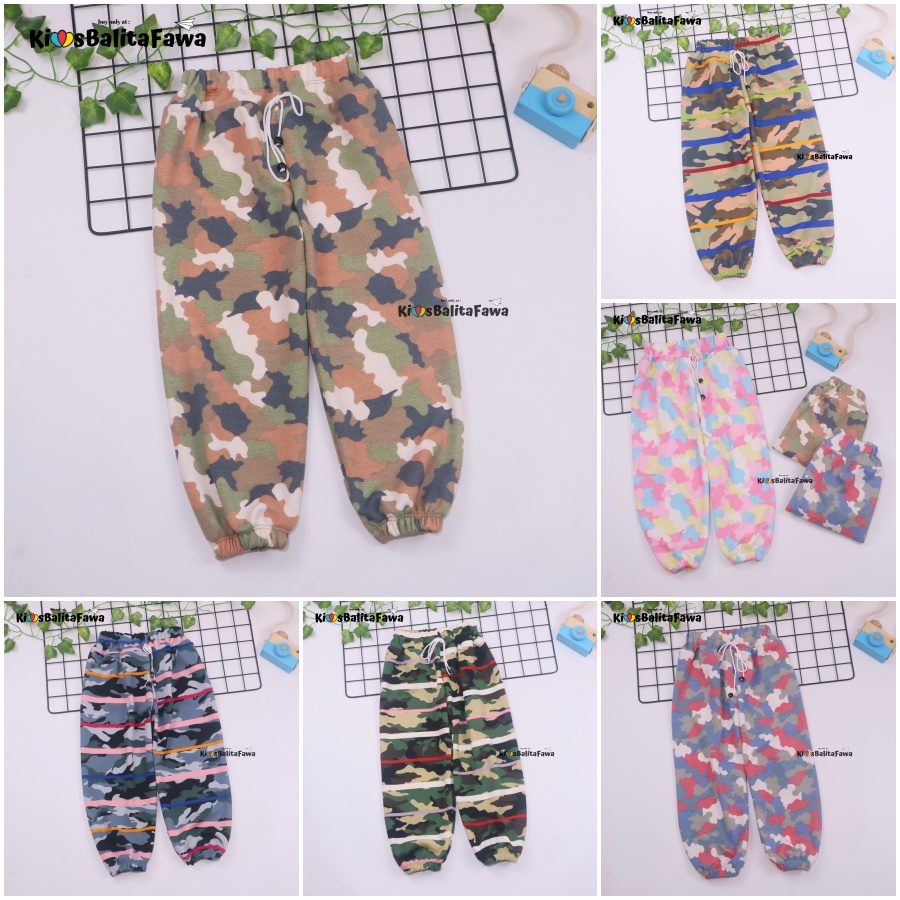 Jogger Loreng uk 5-12 Tahun / Celana Joger Panjang Motif Abri Anak Laki Perempuan Pants Adem Murah