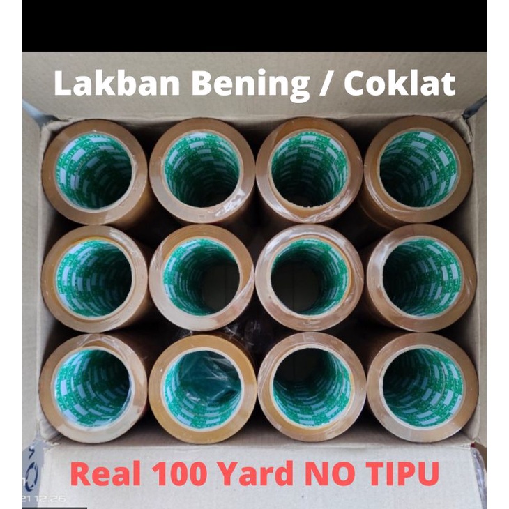 Lakban Bening Coklat 100 Yard / Isolasi Selotip Clear Brown Tape