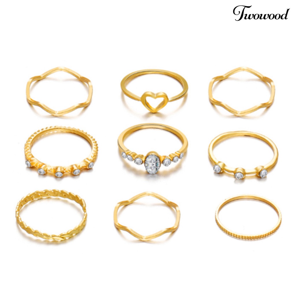 9 Pcs / Set Cincin Jari Gaya Vintage Untuk Hadiah Wanita