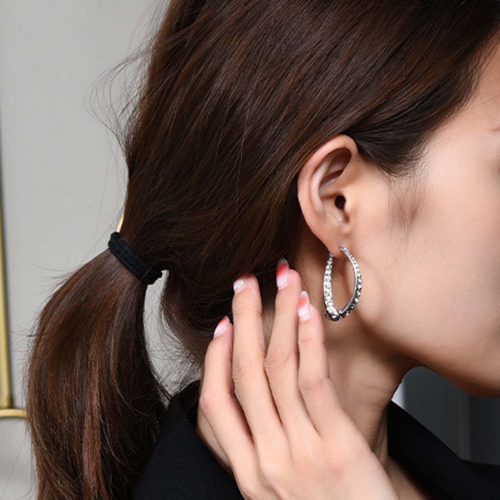 Hu Hu Hu Hu Hu Alat Bantu Pasang Kacamata♡ 1 Pasang Anting Juntai Bentuk Melengkung Aksen Berlian Imitasi Bahan Alloy Untuk Penggunaan Sehari-Hari