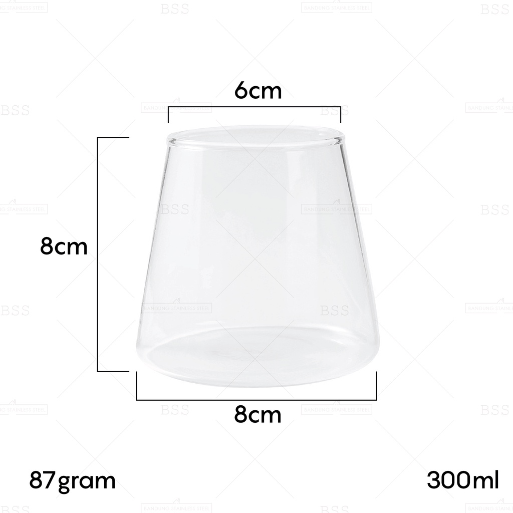 Gelas Kaca Pyramid 300ml Juice Susu Cangkir Segitiga Cantik Unik Borosilicate Mountain Glass