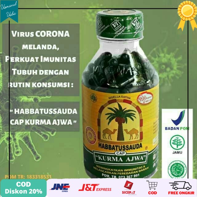 

◾COD◾ Habbatussauda Cap Kurma Ajwa 210 kapsul / Habbat Ajwa 210