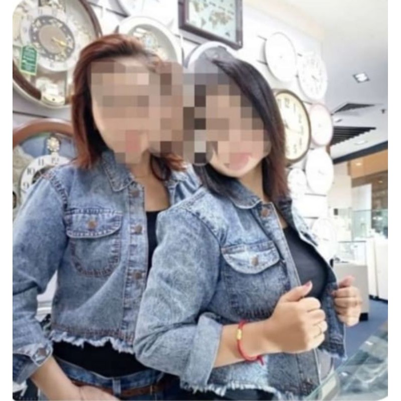 JAKET CROP JEANS RAWIS SNOW BLACK/ SNOW BLUE