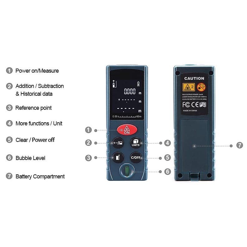 SNDWAY Pengukur Jarak Laser Distance Meter 100M - KXL-D100 - Black