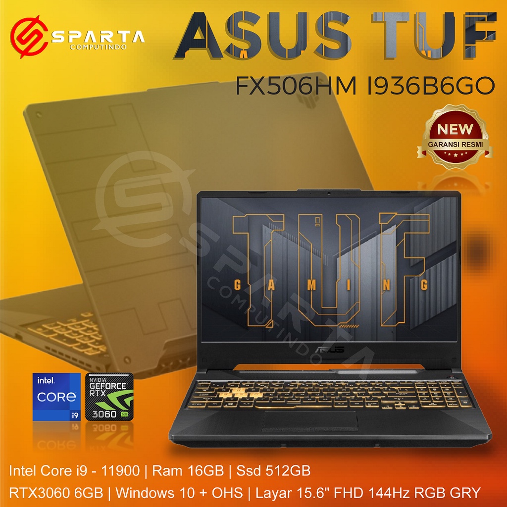 Asus TUF FX506HM I936B6GO i9 1190H0 16GB 512ssd RTX3060 6GB W10 OHS 15.6FHD 144Hz IPS RGB BLK