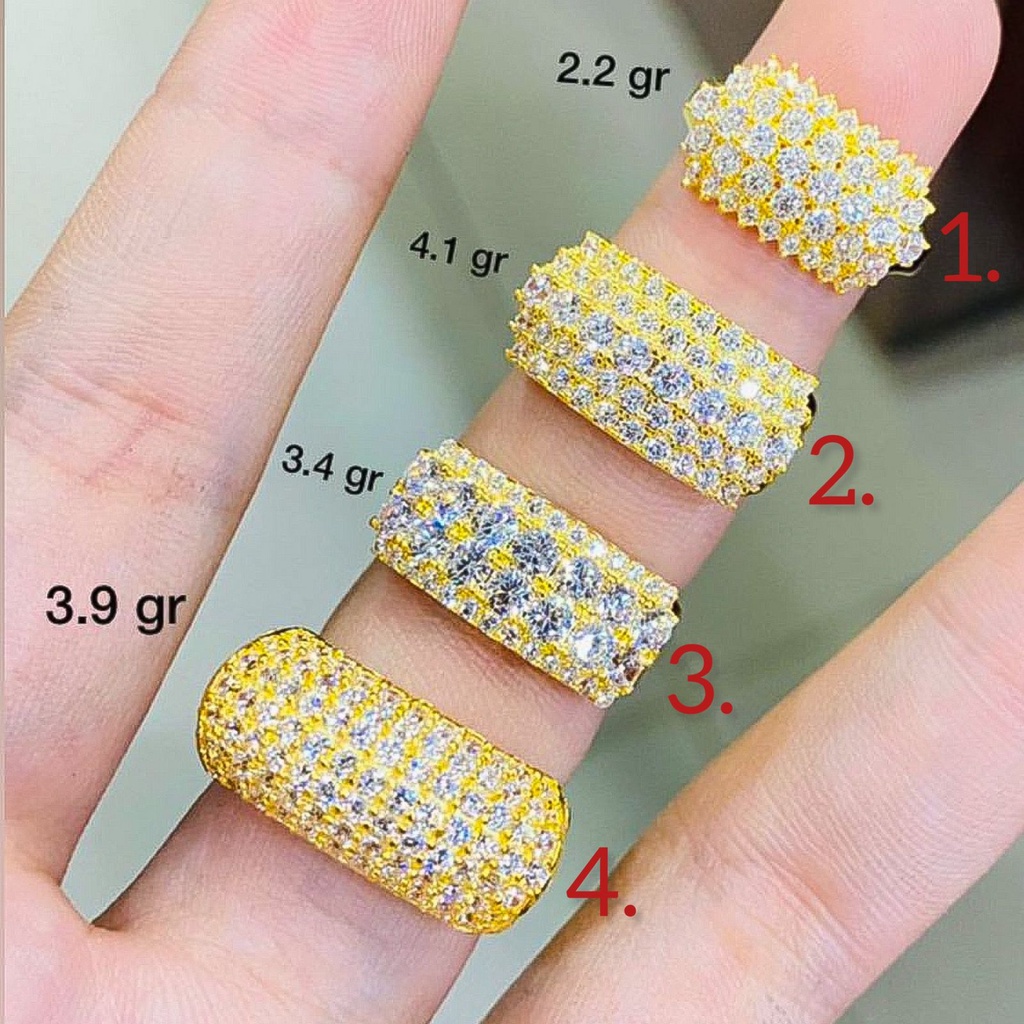 Cincin anak dan dewasa emas asli kadar 700 70 16k permata list ring seperti berlian 4 5 baris like diamond penuh 2 3 4 gram gr gold ring kuning aesthetic mewah