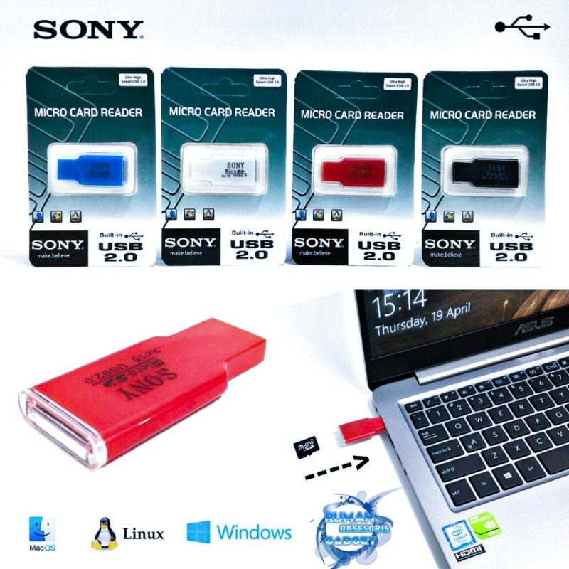 micro card reader Sony XC 15 micro SD built-in USB 2.0