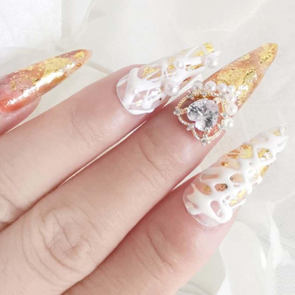 Agustinina Cinta Perhiasan Nail Art Alloy Mewah Berbentuk Hati Shiny DIY Nail Art Dekorasi