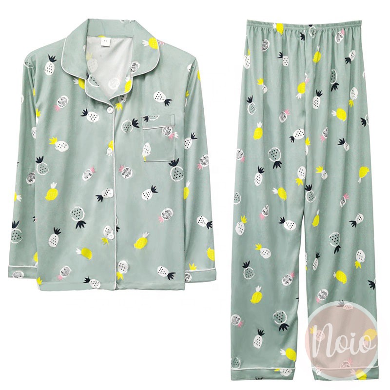 BAJU TIDUR WANITA BUAH KOREA NEW FRUIT FRESH PIYAMA WANITA DEWASA IMPORT ONE SET - LLP FRUT2-GREEN PINEAPPLE
