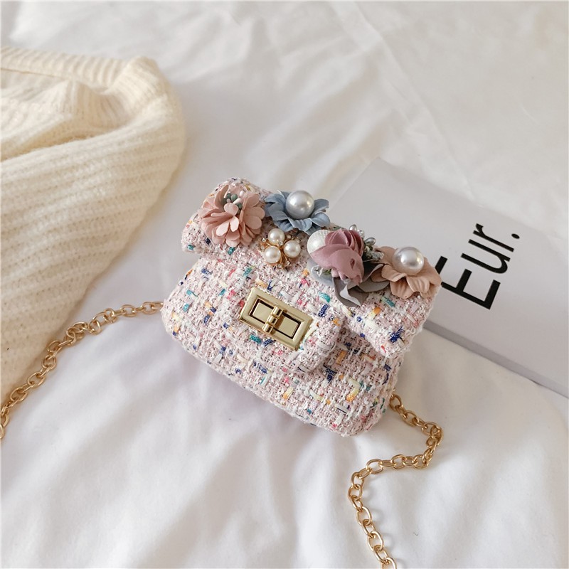 Kids Girls putri Cute Cotton Linen Small Square Handbag Child Sling Bag/Tas Dompet Mini Tali Kepala