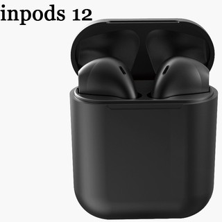 ❤Grosir❤ headset bluetooth iduabelas Macaron i12 TWS earphone Bluetooth Wireless android-i12 HITAM