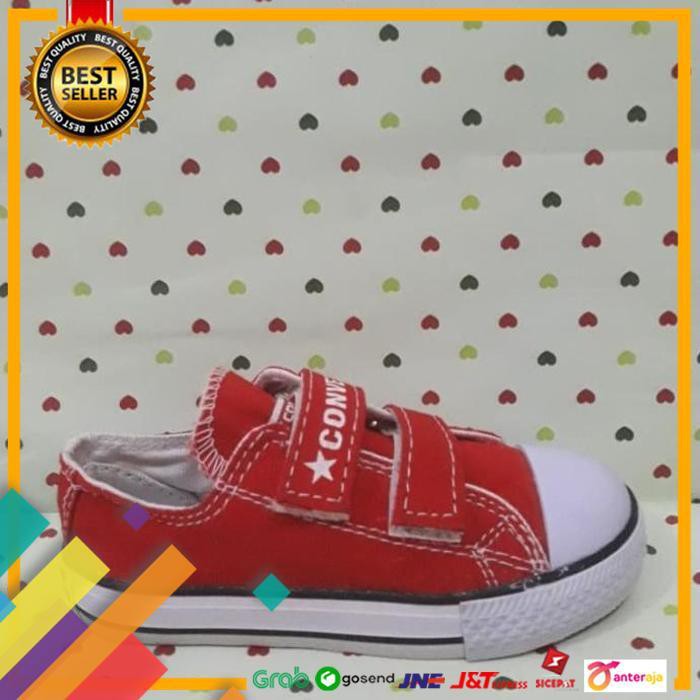 SALE.. SEPATU ALL STAR CONVERSE ANAK/KIDS MERAH TALI PEREKAT TINGGI KLASIK ..TERMURAH