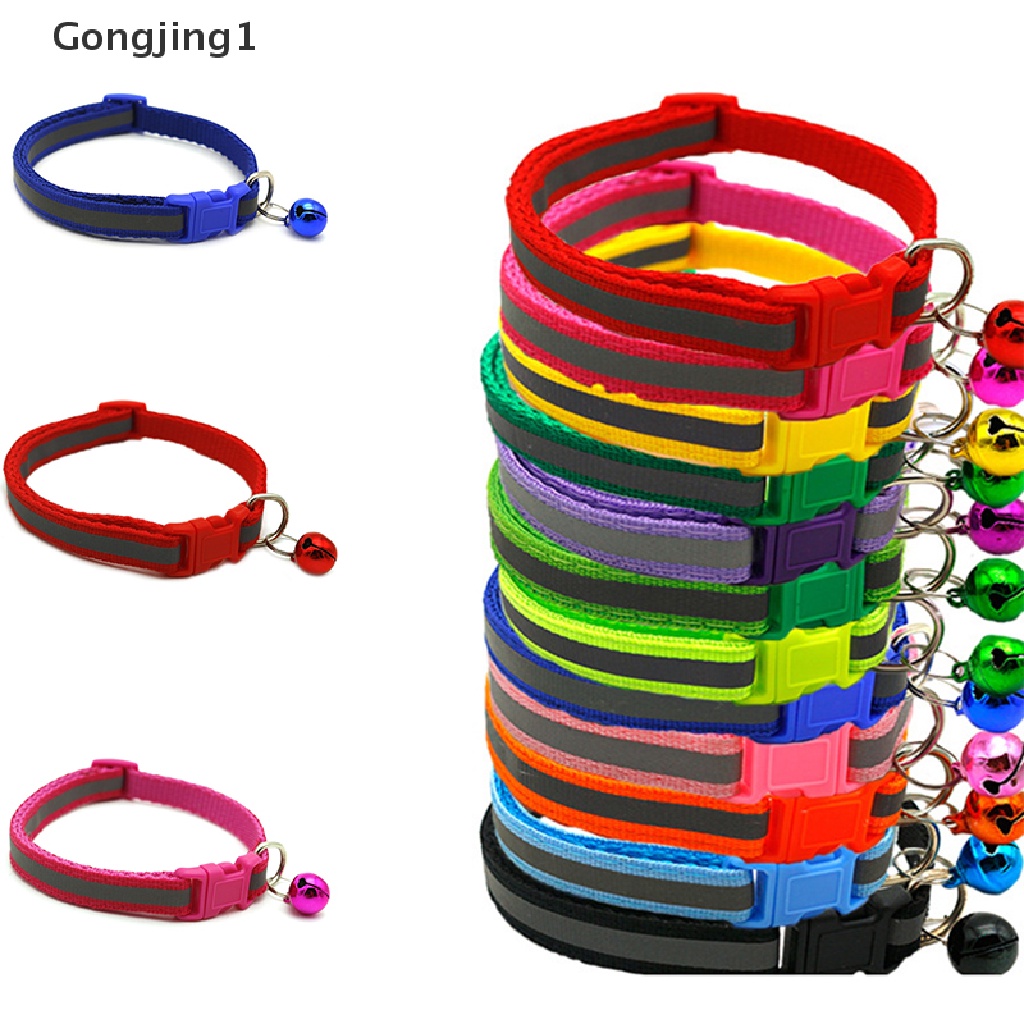 Gongjing1 Tag ID Kalung Anjing / Kucing Bahan Nilon Reflektif