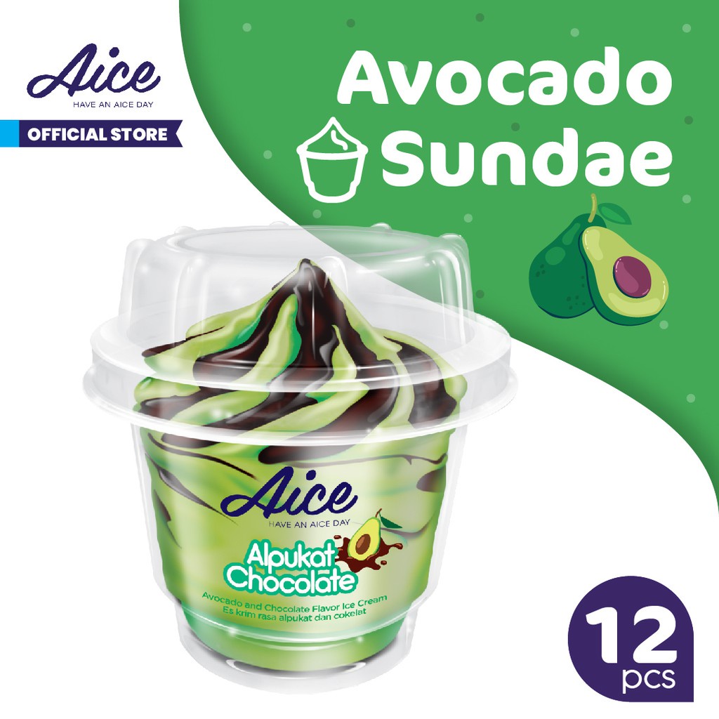 

Aice Ice Cream Single Package Avocado Sundae Cup ( isi 12 pcs )