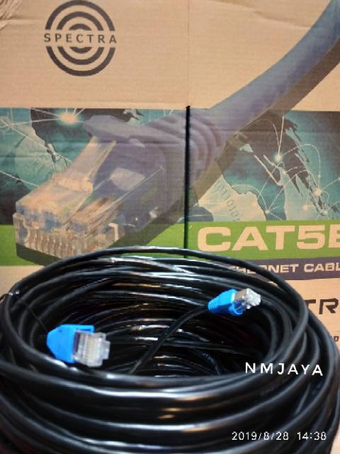 Kabel Lan Outdoor 25 meter FTP Cat5e Siap Pakai sudah dicrimping rj45 besi dan plugbooth Kabel Lan Hitam