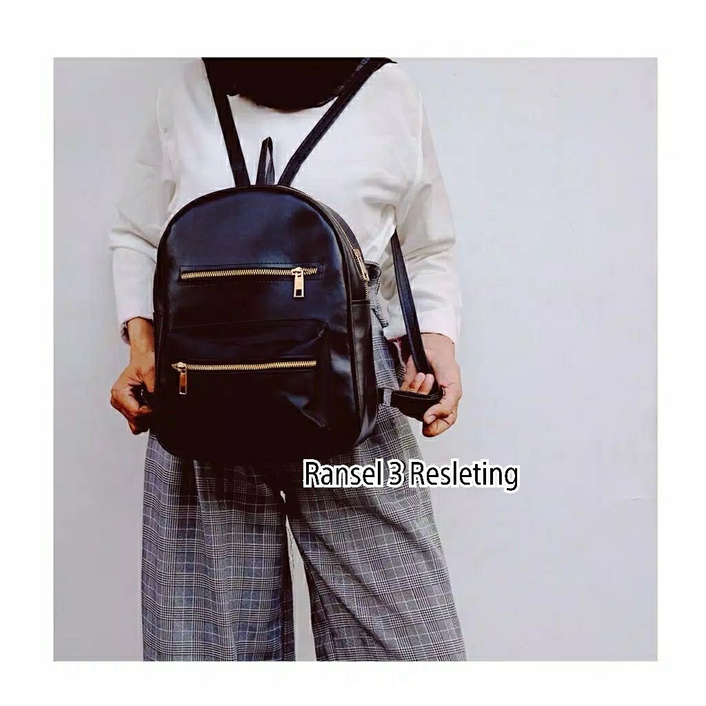 tas ransel kulit zipper TZP tas ransel fashion tas punggung