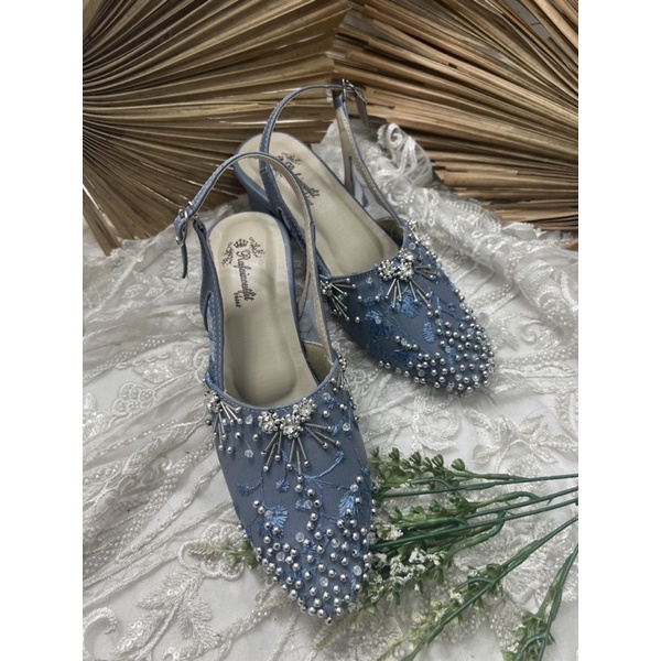 sepatu wanita wedding rullne iceblue 5cm tahu