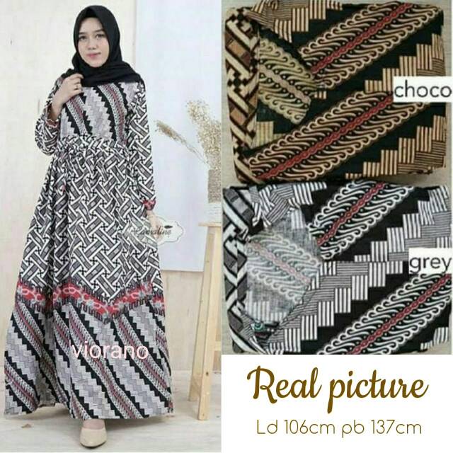 Gamis Long Dress Arafah Batik Muslimah Resleting Depan