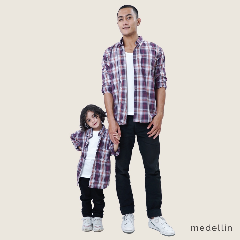 MEDELLIN Kemeja Couple Ayah Anak Lengan Panjang Motif Kotak 101239