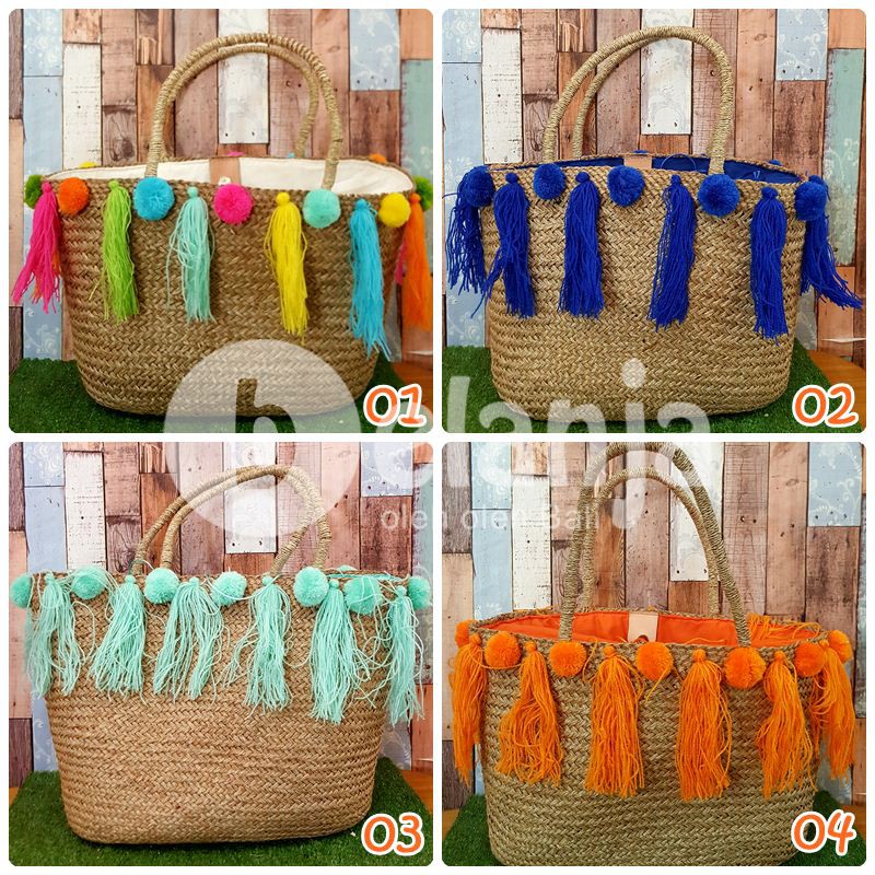 Tas Anyam Slempang Bsr Rumbai / tas piknik tas anyaman prawedding tas taman