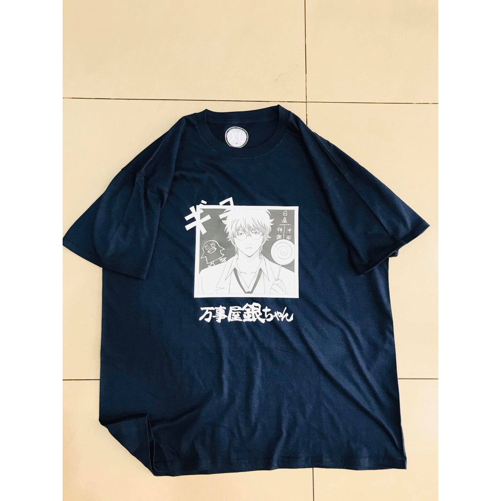 Oversized Gintama Sakata Gintoki Streetfashion Tshirt Kaos Anime Manga Shiroyasha Streetwear