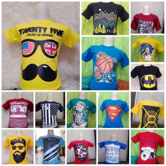  1 5th Kaos Distro Anak Cowok  Motif Random Shopee 