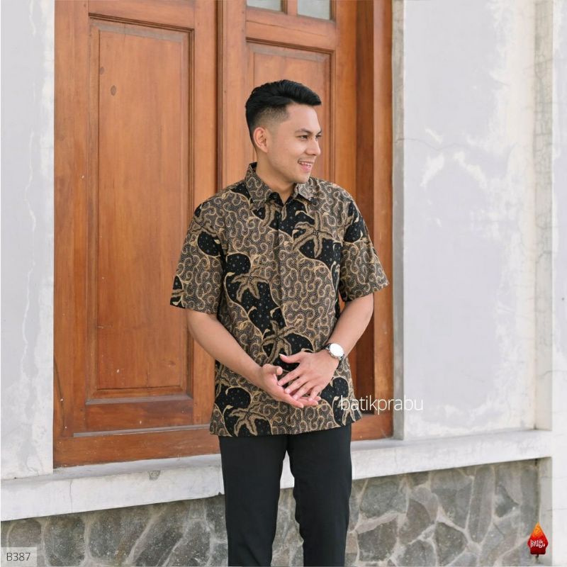 Batik kemeja pria lengan pendek&amp;panjang lapis furing bahan katun halus baturaden reguler BL01