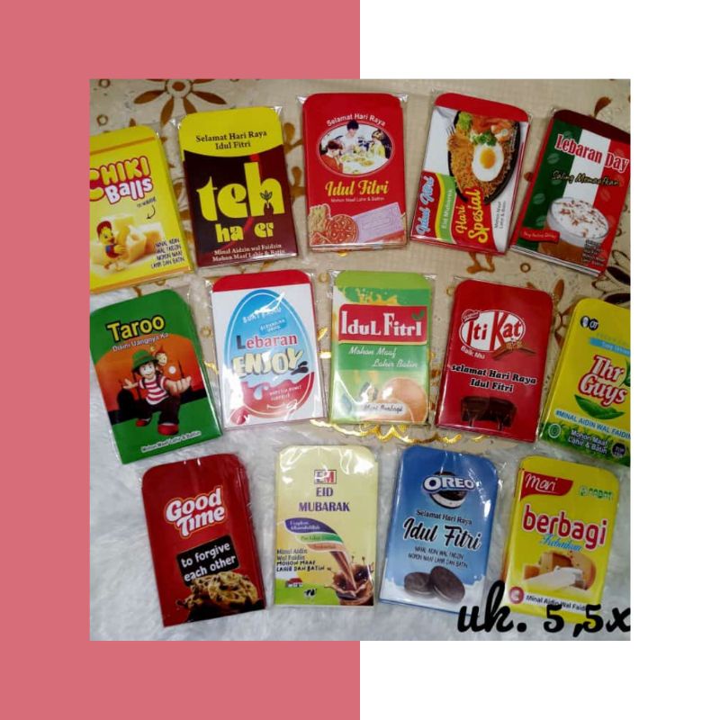 AMPLOP SNACK AMPLOP LEBARAN MOTIF SNACK ISI (10 LEMBAR) UKURAN MEDIUM