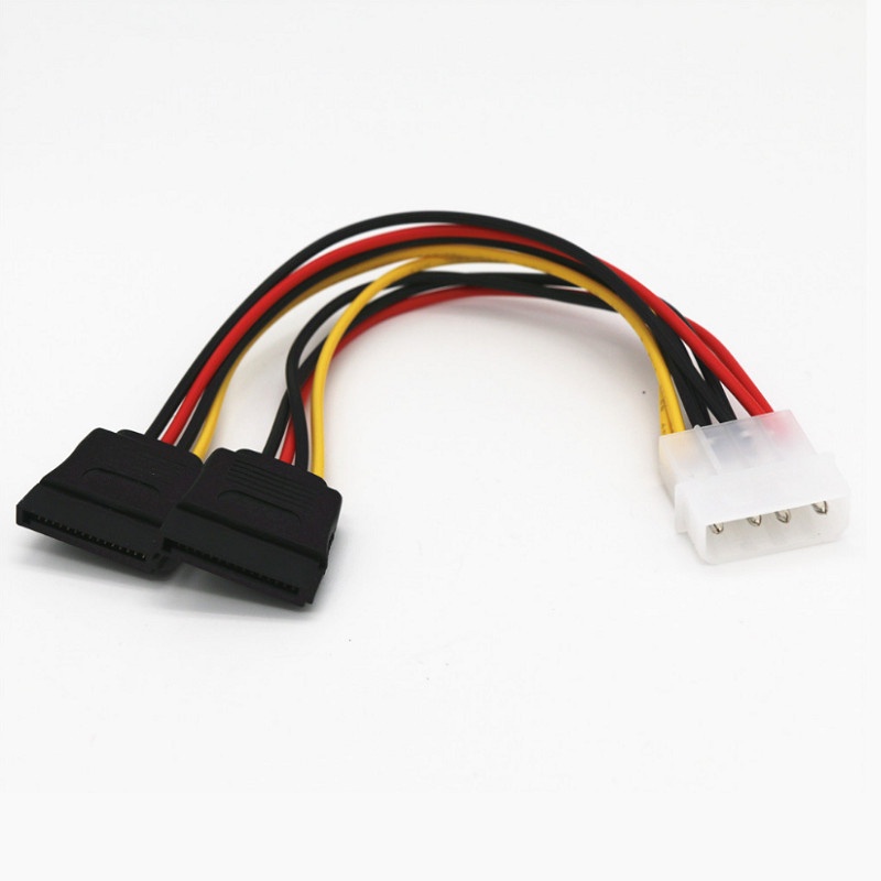 Kable Molex 4pin Male To Dual Sata Power 15pin Female