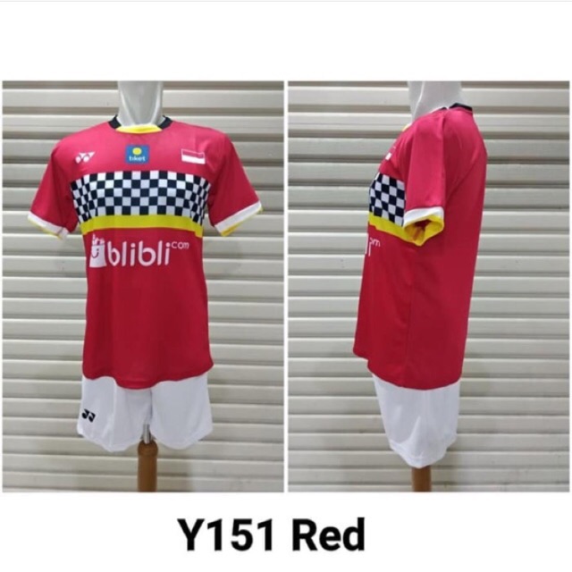 Jersey badminton merah timnas indonesia kevin sanjaya dan marcus gideon (tanpa celana)