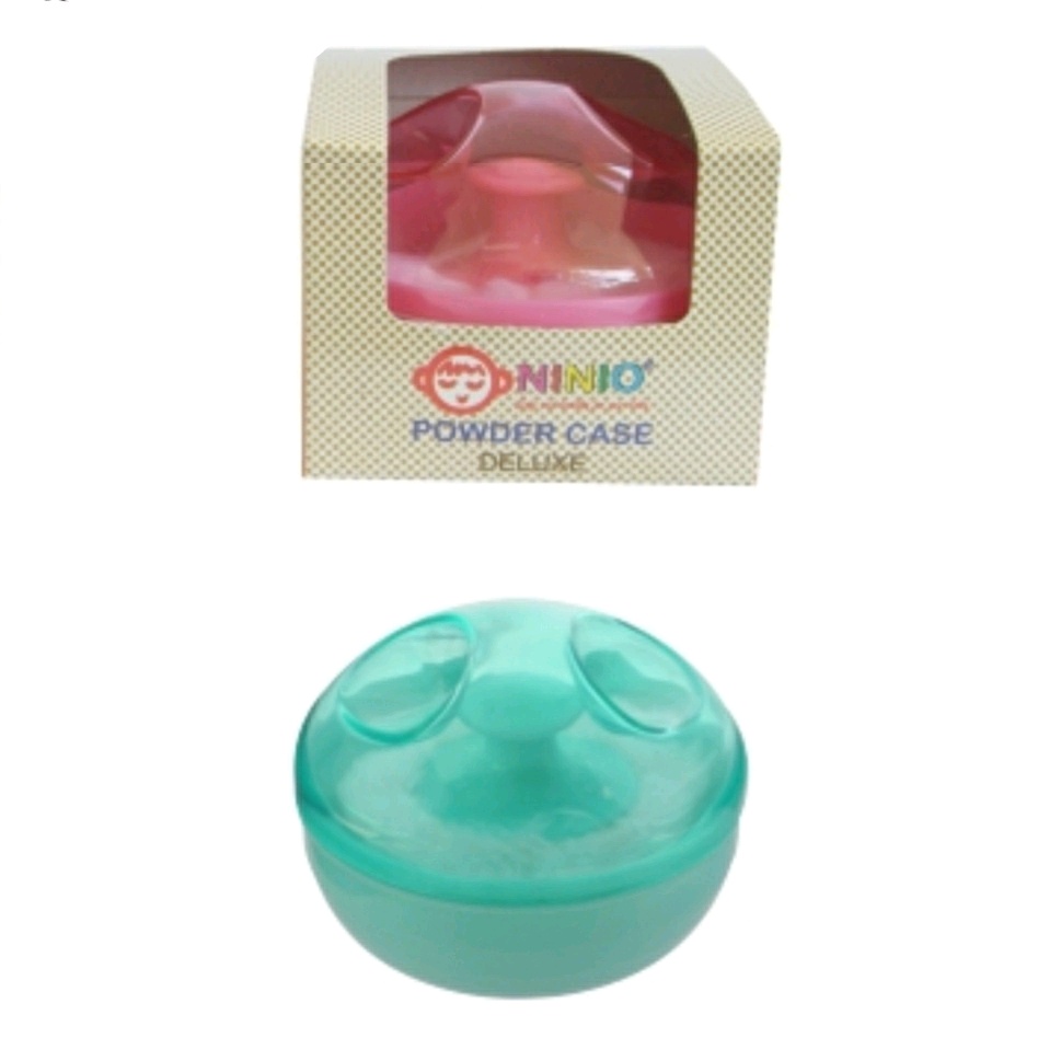 Ninio Tempat Box Wadah Bedak Bayi Powder Case Baby isi satu dengan Puff