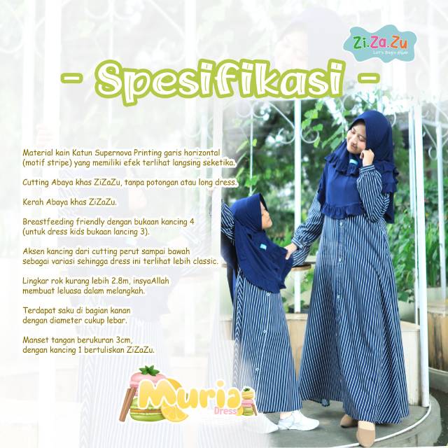 Muria Dress Zizazu Anak Ibu Couple Gamis