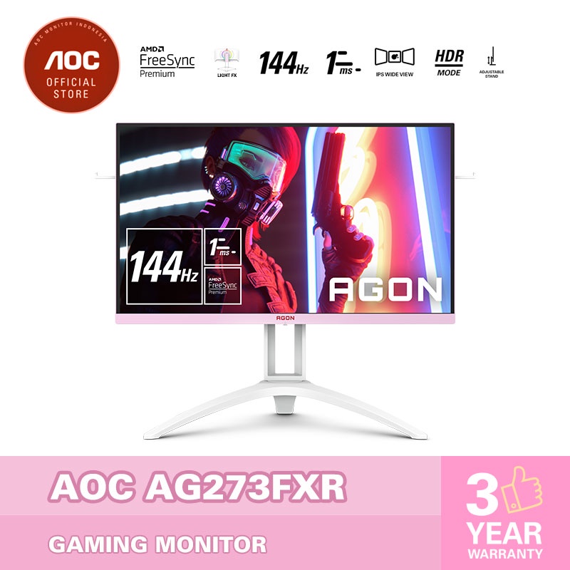 AOC AG273FXR Pink Power FreeSync Gaming Monitor 144hz/1ms/HDR/IPS/27"