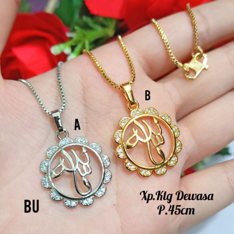 Kalung Dewasa lafadz Allah SWT love manis,Gold&amp;Silver tidak karat *COD*