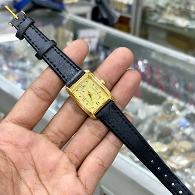 Jam Tangan Wanita Tali Kulit Alba Persegi Terlaris COD bayar Di Tempat  | Jam Tangan Kasual Wanita Warna Hitam, coklat Gold, Rosgold_ JAM Tangan Cewek