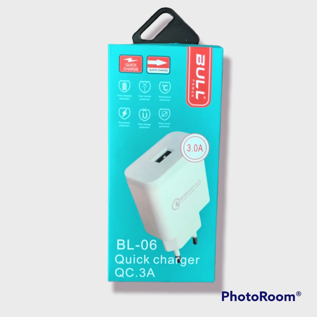 TERMURAH ADAPTOP / BATOK CAS BULL BL-06 QUICK CHARGER QC  3A FAST CHARGING