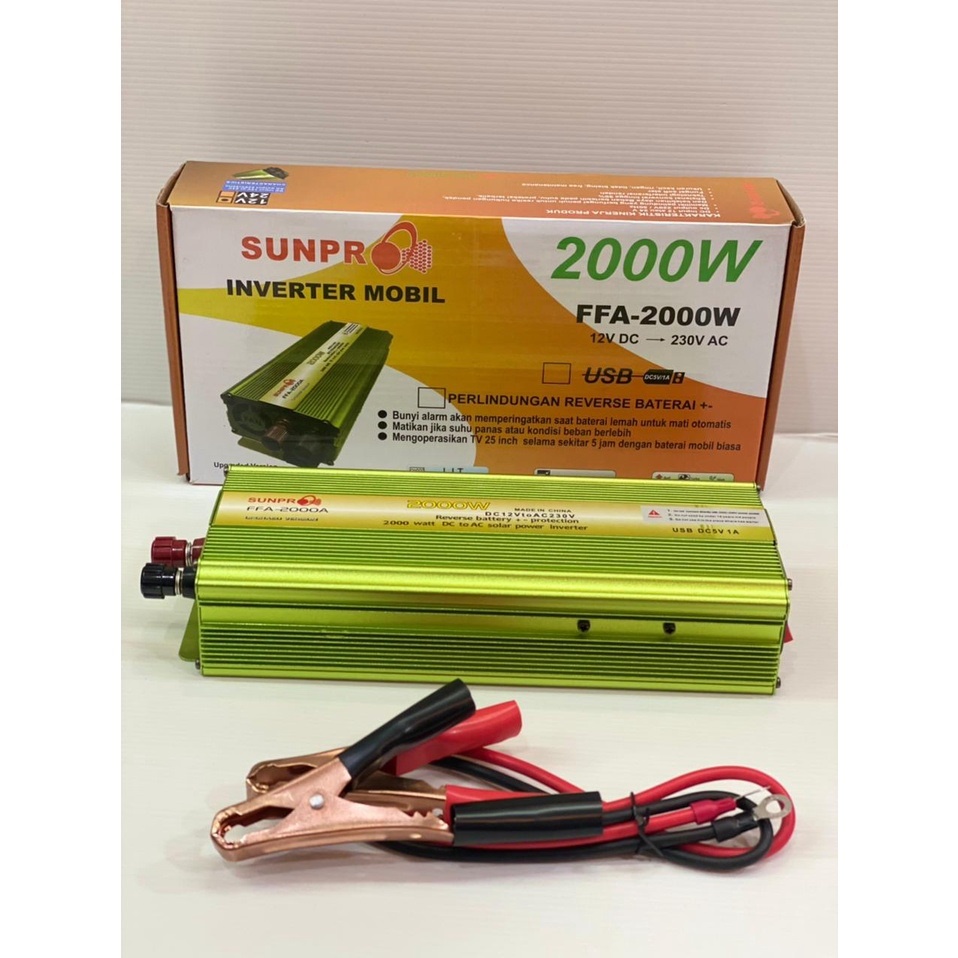 Power Inverter Mobil Sunpro FFA-2000W DC 12V - AC 220V / Inverter Sunpro 2000Watt Pengubah Arus DC ke AC