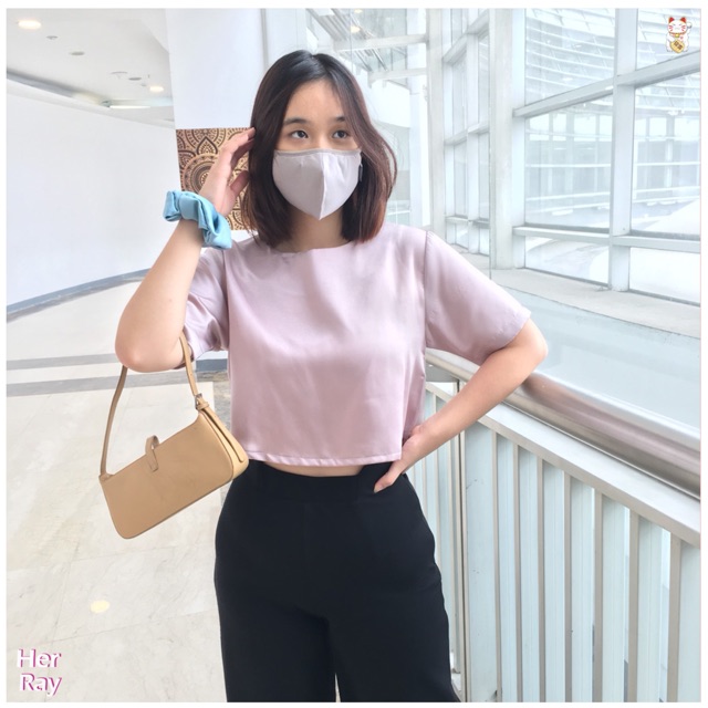 Crop Top Korea Satin Premium