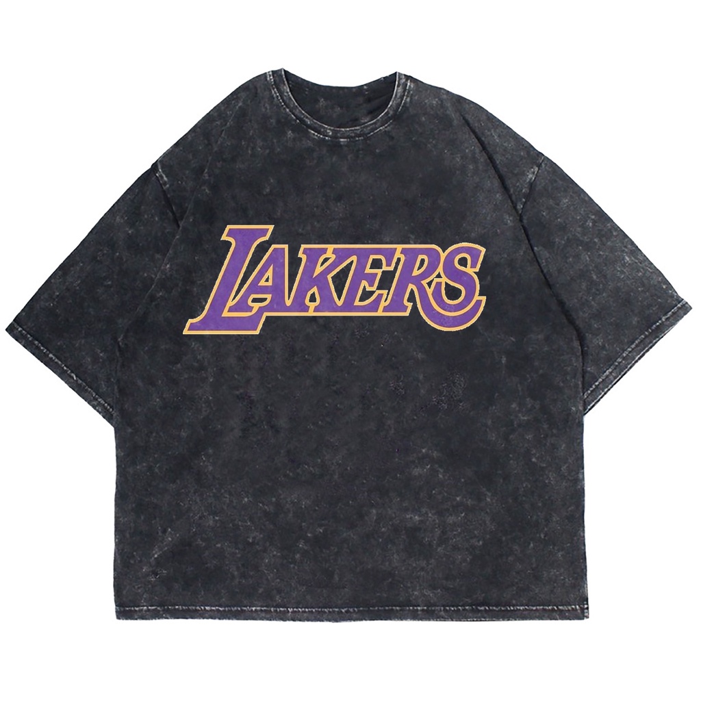 KAOS OVERSIZE LAKERS LOGO WASHING VINTAGE TEE ( WASHING T-SHIRT )