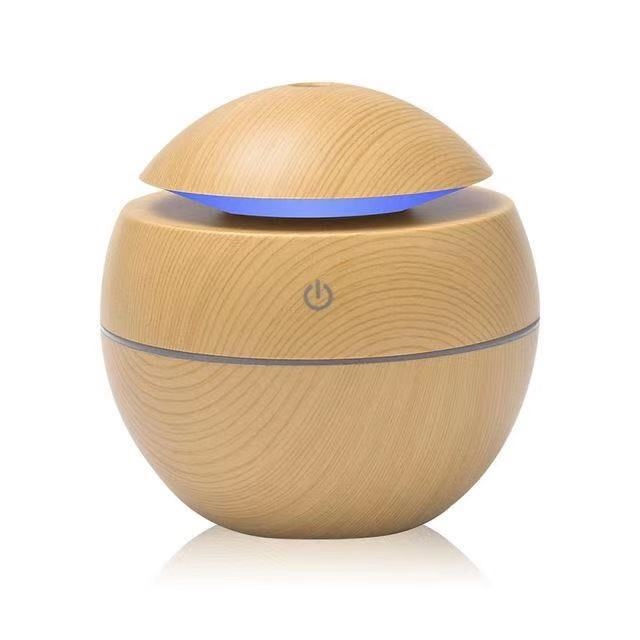 Abeni Humidifier Aroma Diffuser 500ML+ 7 LED Light Purifier  Pelembab udara （Dengan Remote）-C：Serat kayu ringan