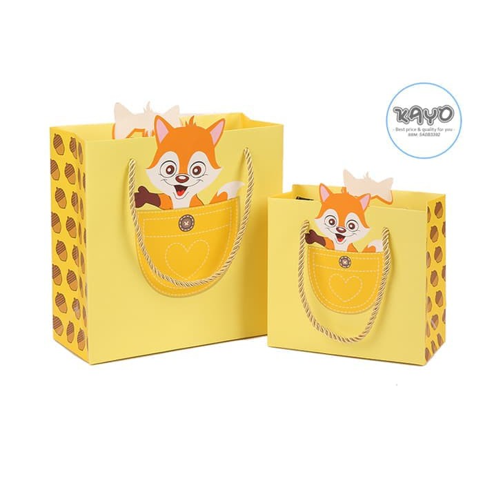 

kantong paper bag binatang lucu, paper bag karton, kotak bingkisan