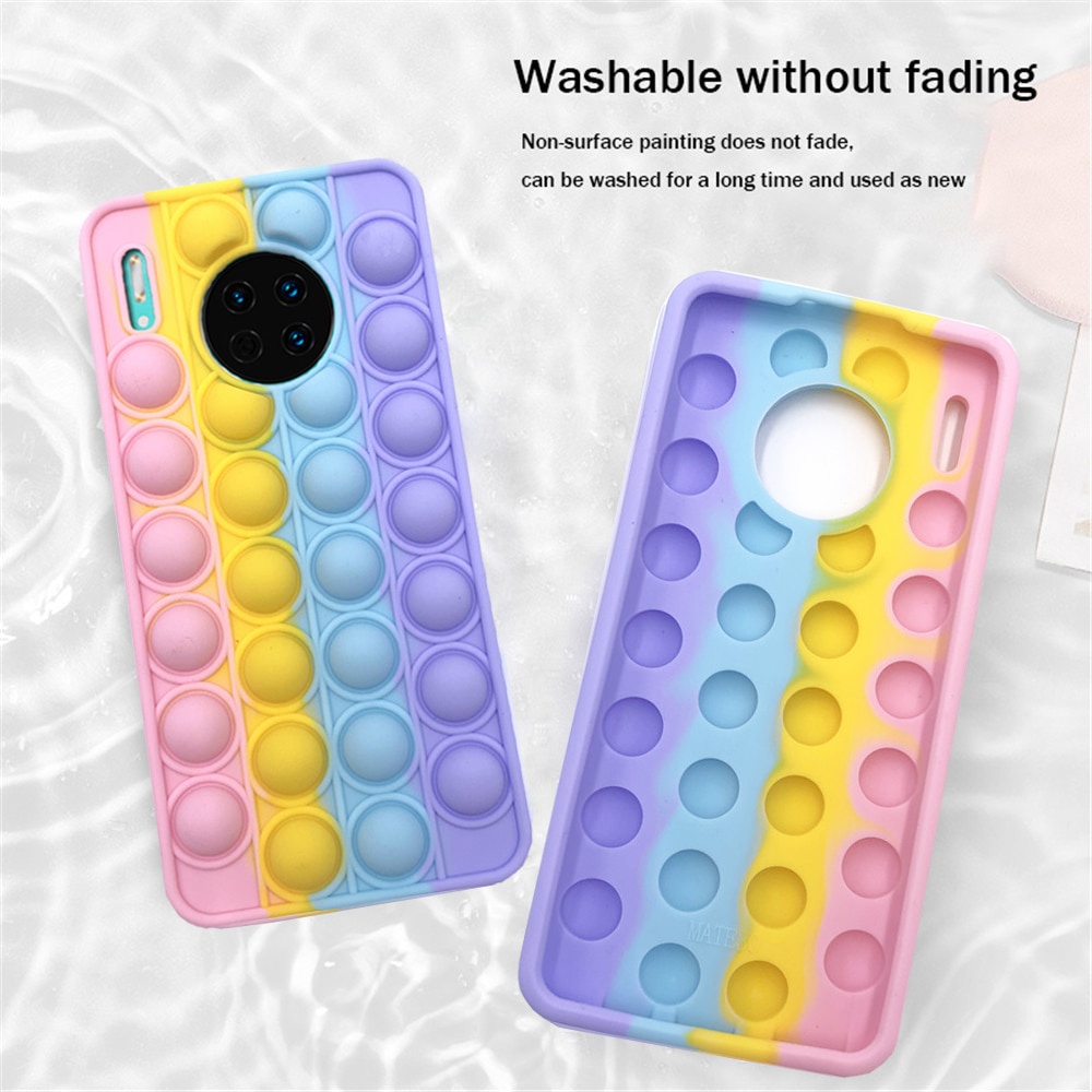 Reliver Stress Pop Fidget Toys Push It Bubble Case for Xiaomi Poco F3 Mi 9T Redmi Note 9S Note 9 Pro Note 8 Note 7 Antistress Game Cover Adult Kids WX